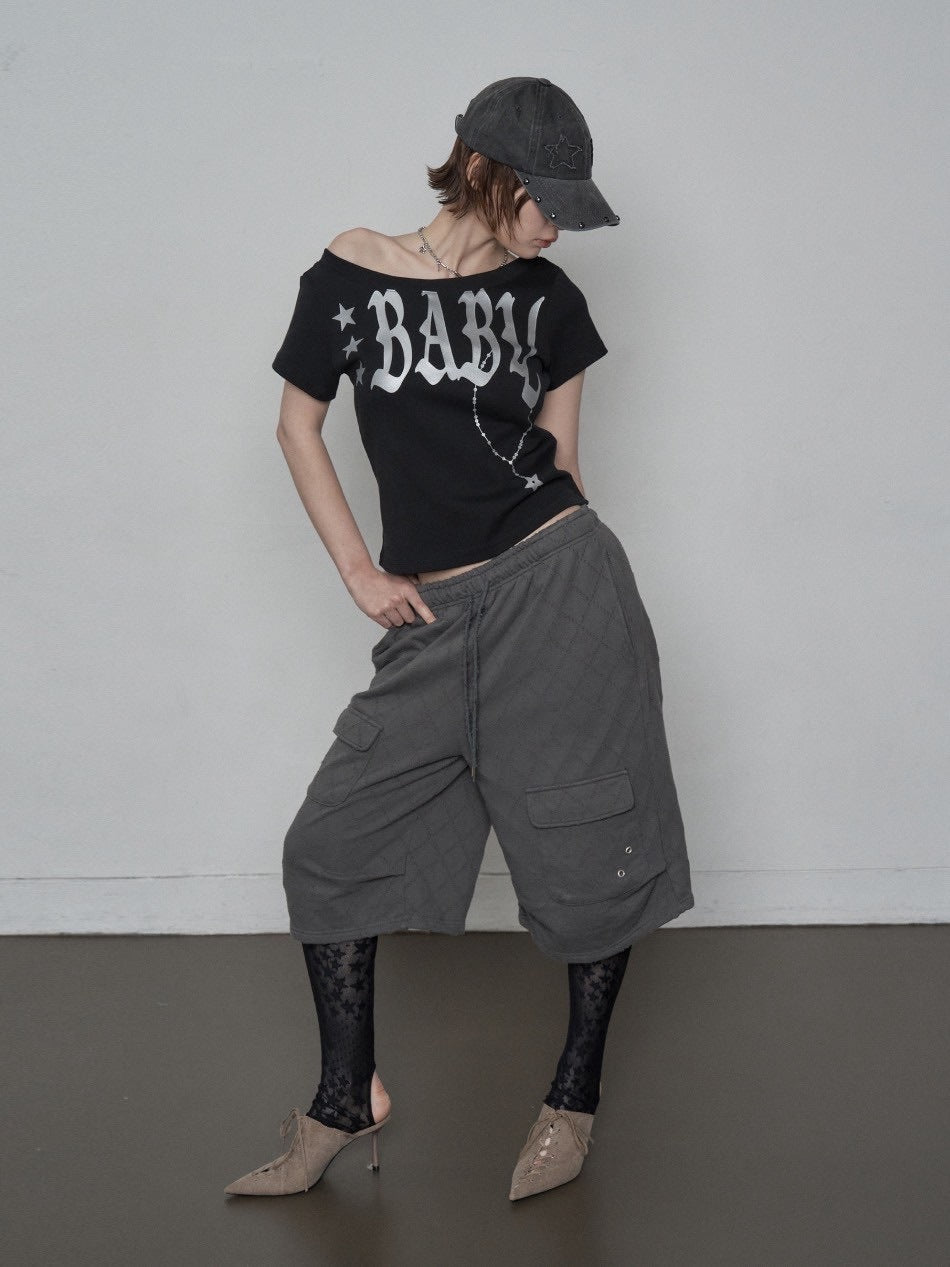 【SETUP‐EXE】BABY WIDE NECK TOP / 【セットアップエグゼ】ベイビーワイドネック半袖Tシャツ