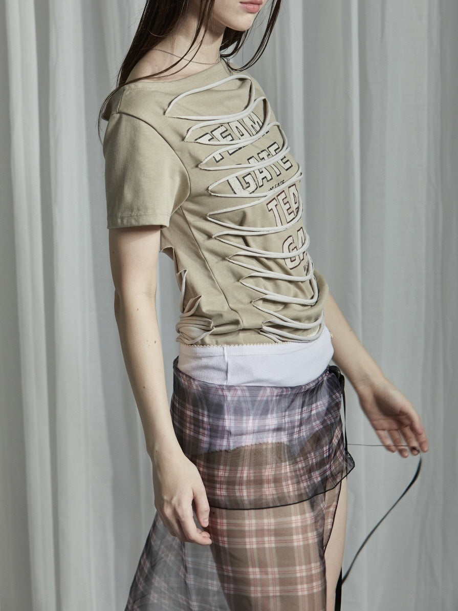 【GATELESS】SLASH DAMAGE LOGO T-SHIRT / 【ゲートレス】スラッシュダメージロゴ半袖Tシャツ