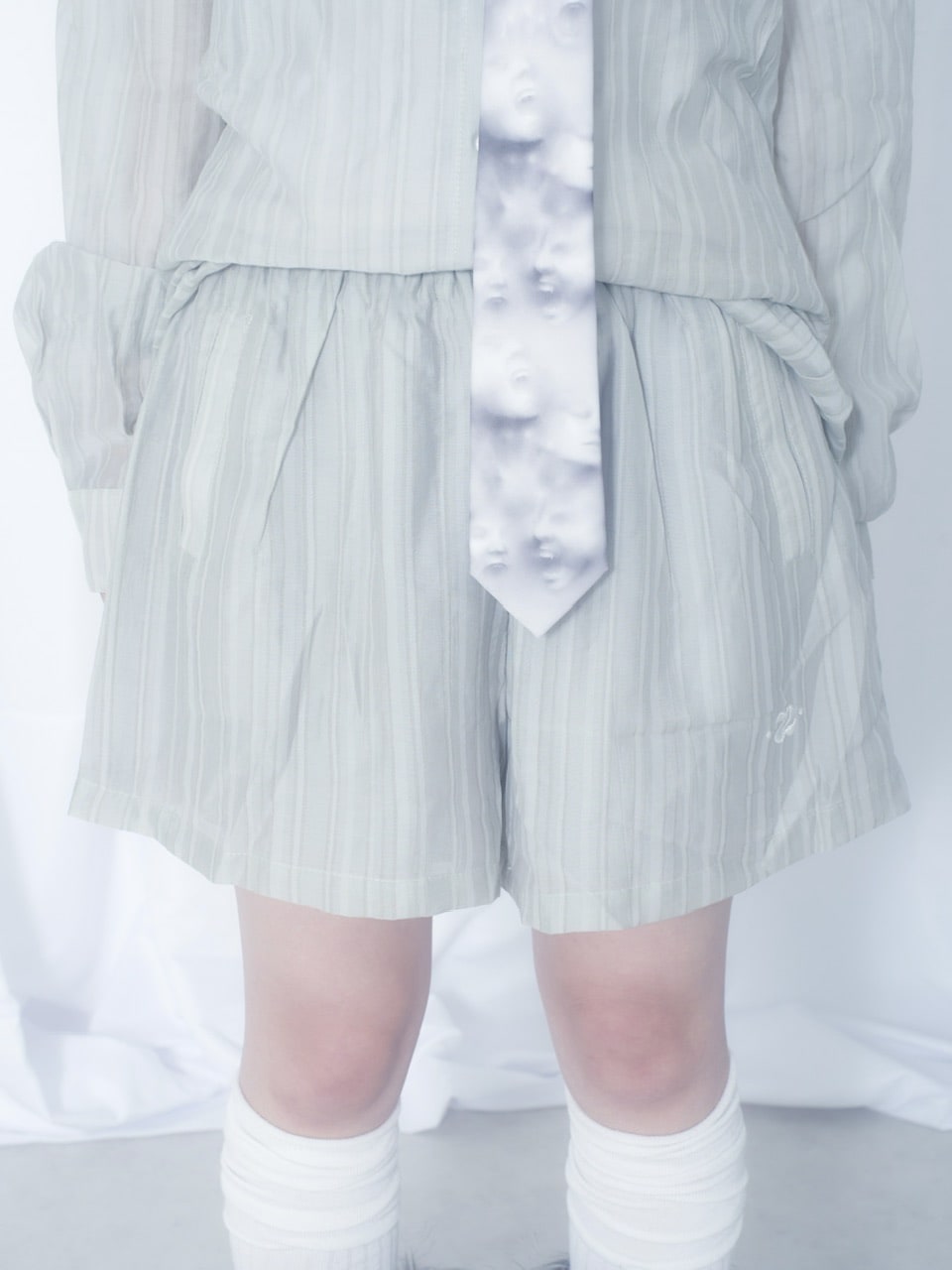 国際配送【Nerd out XU】crape sheer shorts / 【ナードアウトエックスユー】クレープシアーショートパンツ