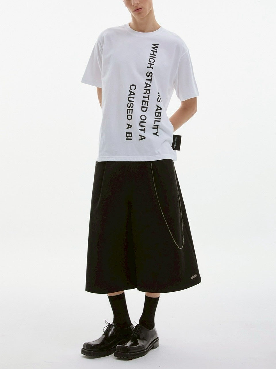 【ESC STUDIO】mega label t-shirt/ 【イーエスシーステュディオ】メガラベルロゴ半袖Tシャツ