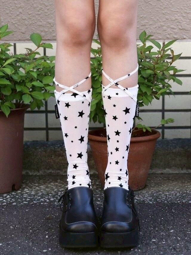【Uglyshadow】MESH STAR SOCKS / 【アグリーシャドウ】メッシュスターシアーリボンソックス
