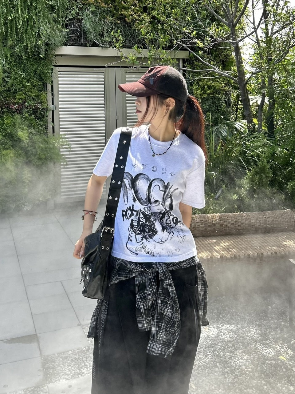 大阪店WEB限定【Chikashitsu +】cropped cat t-shirt (2color