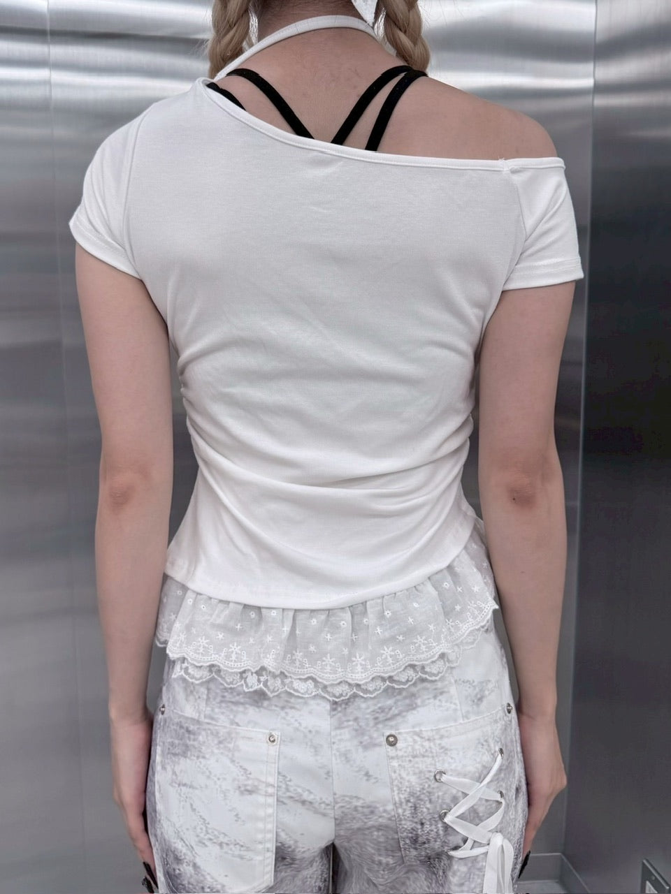 受注制【nmtc +】lettering cubic lace tee / 【エヌエムティーシープラス】レタリングキュービックレースTシャツ (3color)