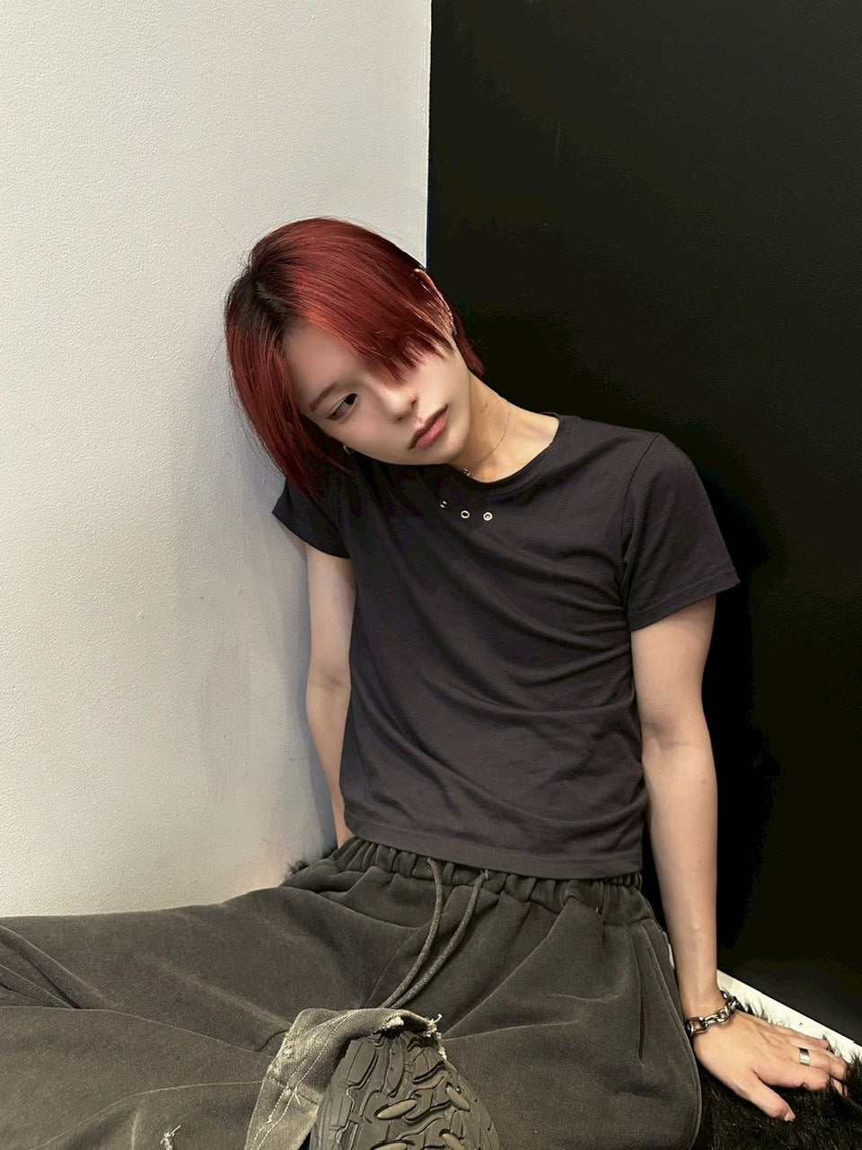 受注制【LUV CODE】eyelet cropped tee (3color)