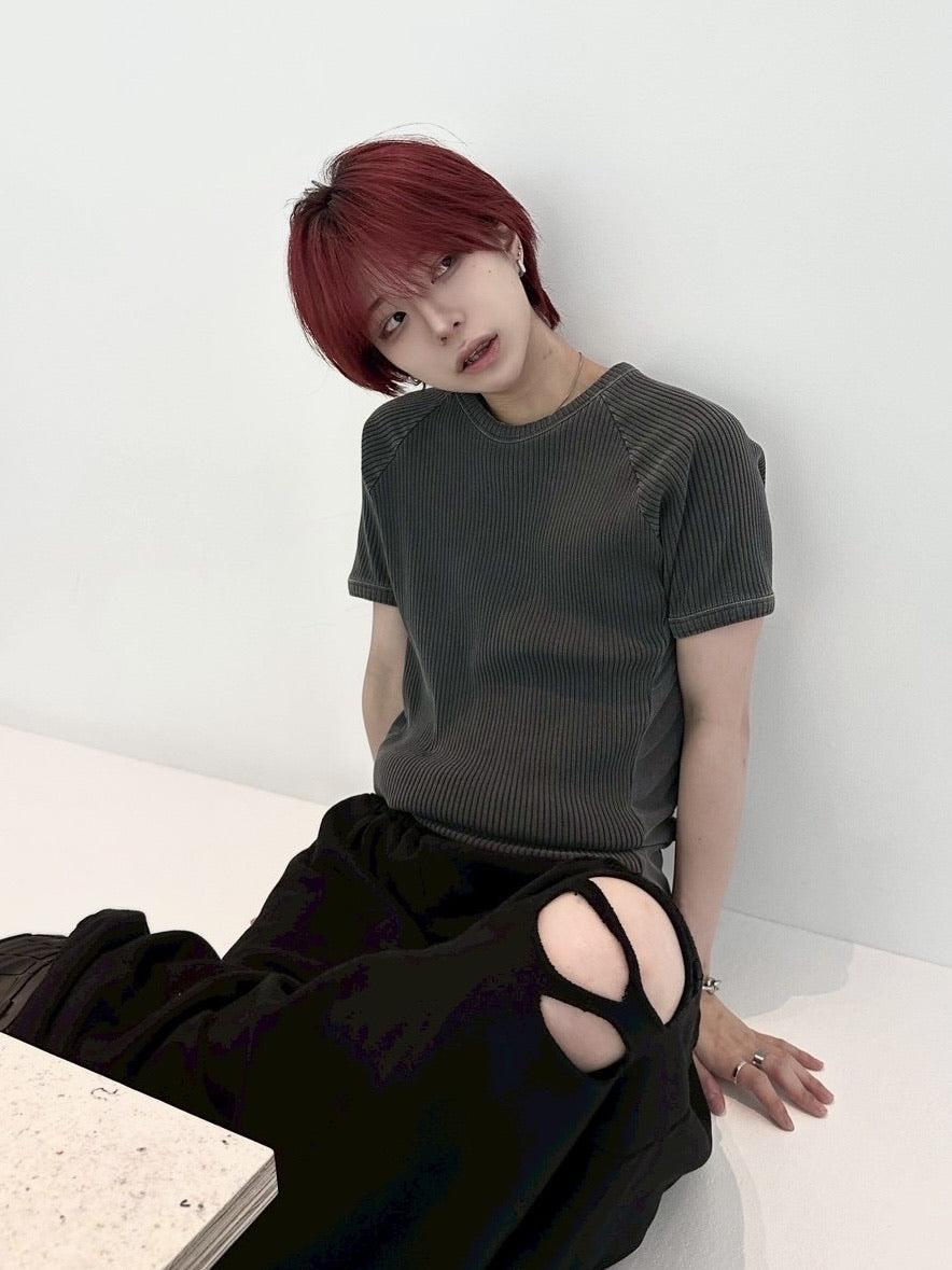 受注制【LUV CODE】mesh pigment rib tee (2color)