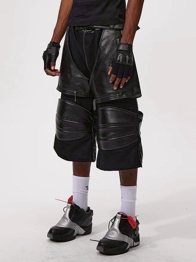 【Fourth3ex】Western Denim Patchwork Cropped Pants / 【フォースセックス】パッチワークジップハーフデニムパンツ