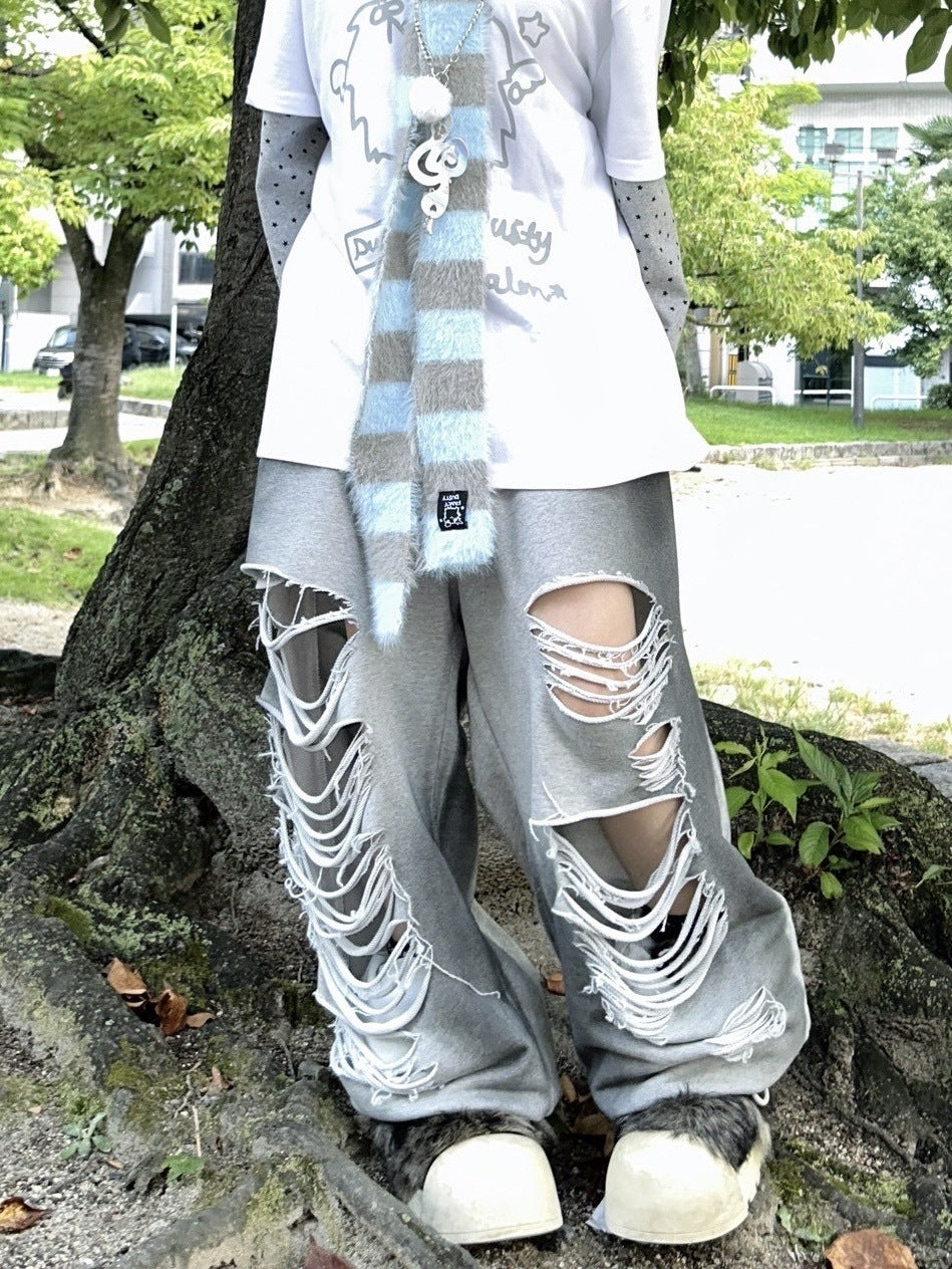 受注制【Never mind the XU】dirty damage sweat pants / 【エックス