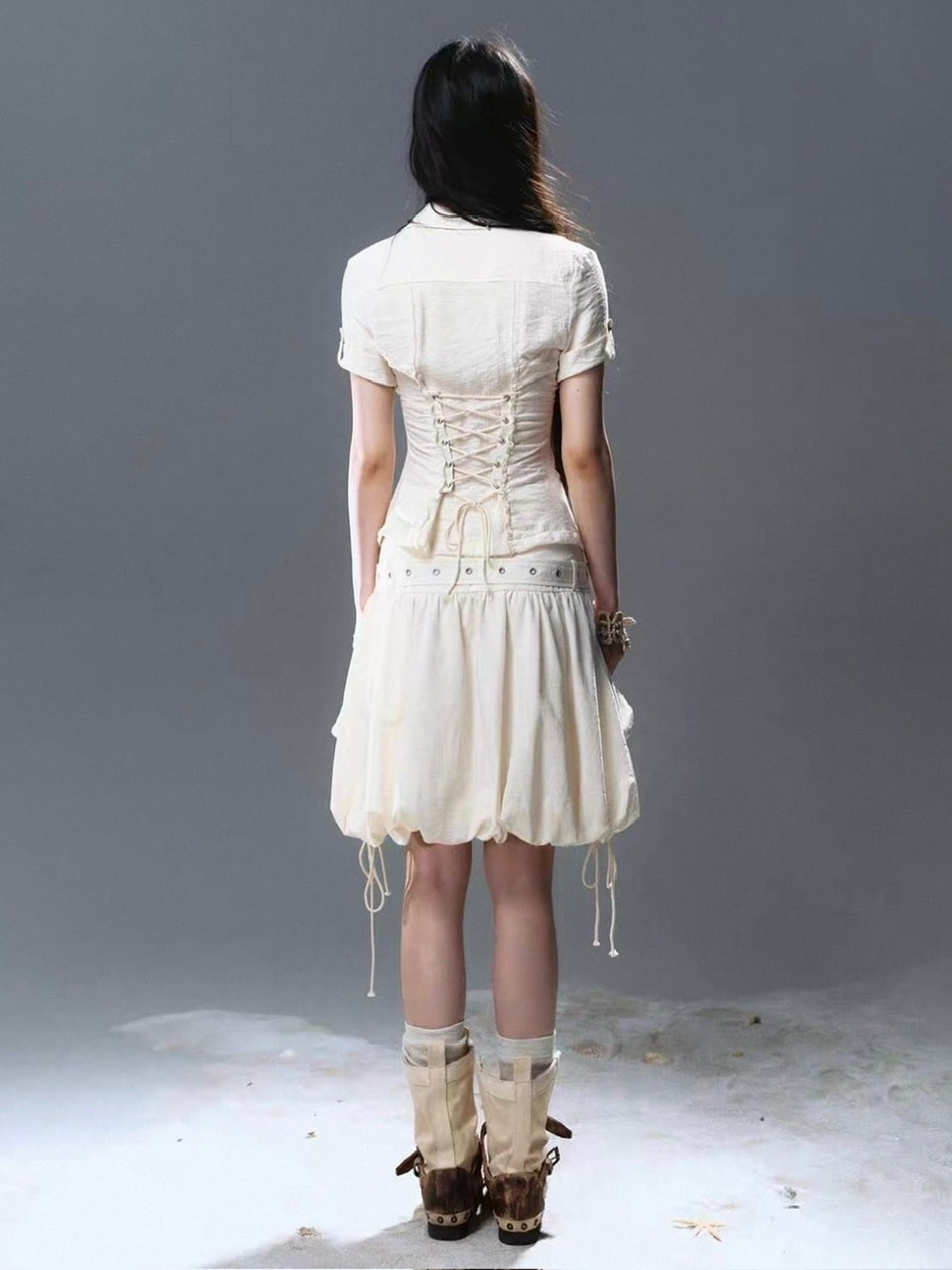 【Cest Nous】Lace Trim Rivet Blouse / 【セヌー】レースフリルリベットブラウス