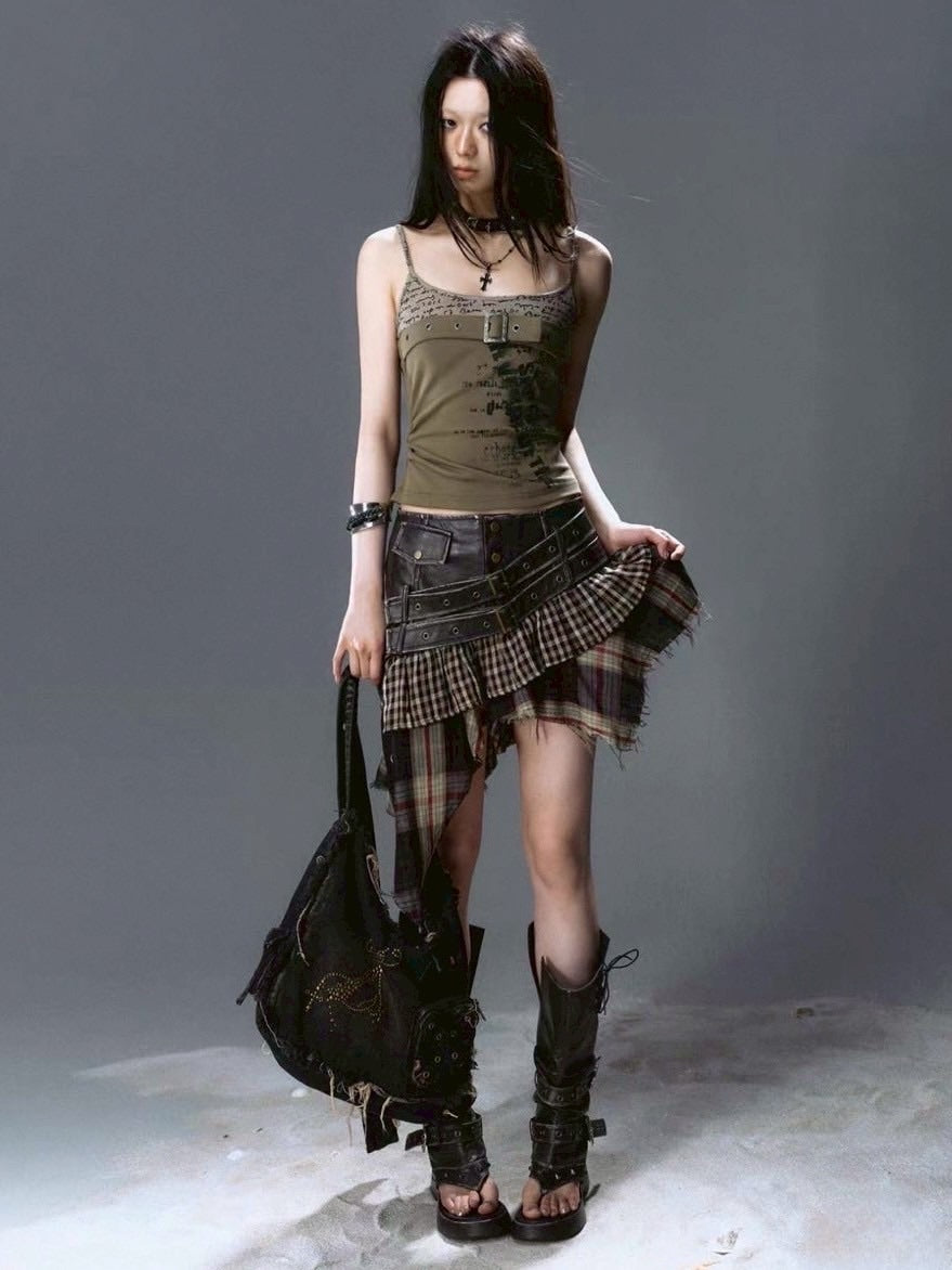 Cest Nous】Plaid Leather Skirt – PRESSING WEB SHOP