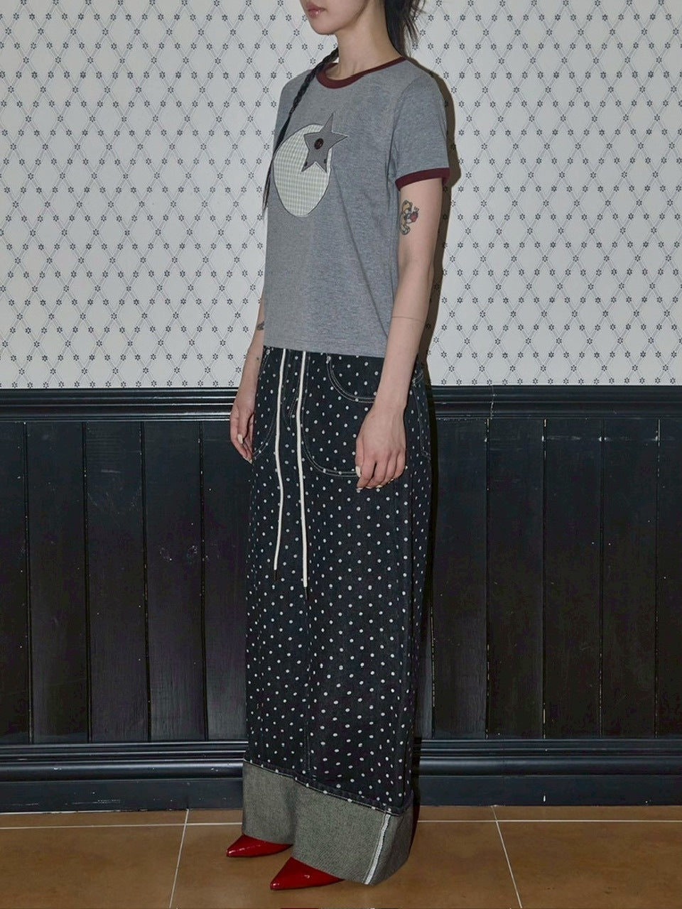 【FANCY CLUB】TOMATO PATCH RINGER TEE / 【ファンシークラブ】トマトパッチリンガー半袖Tシャツ
