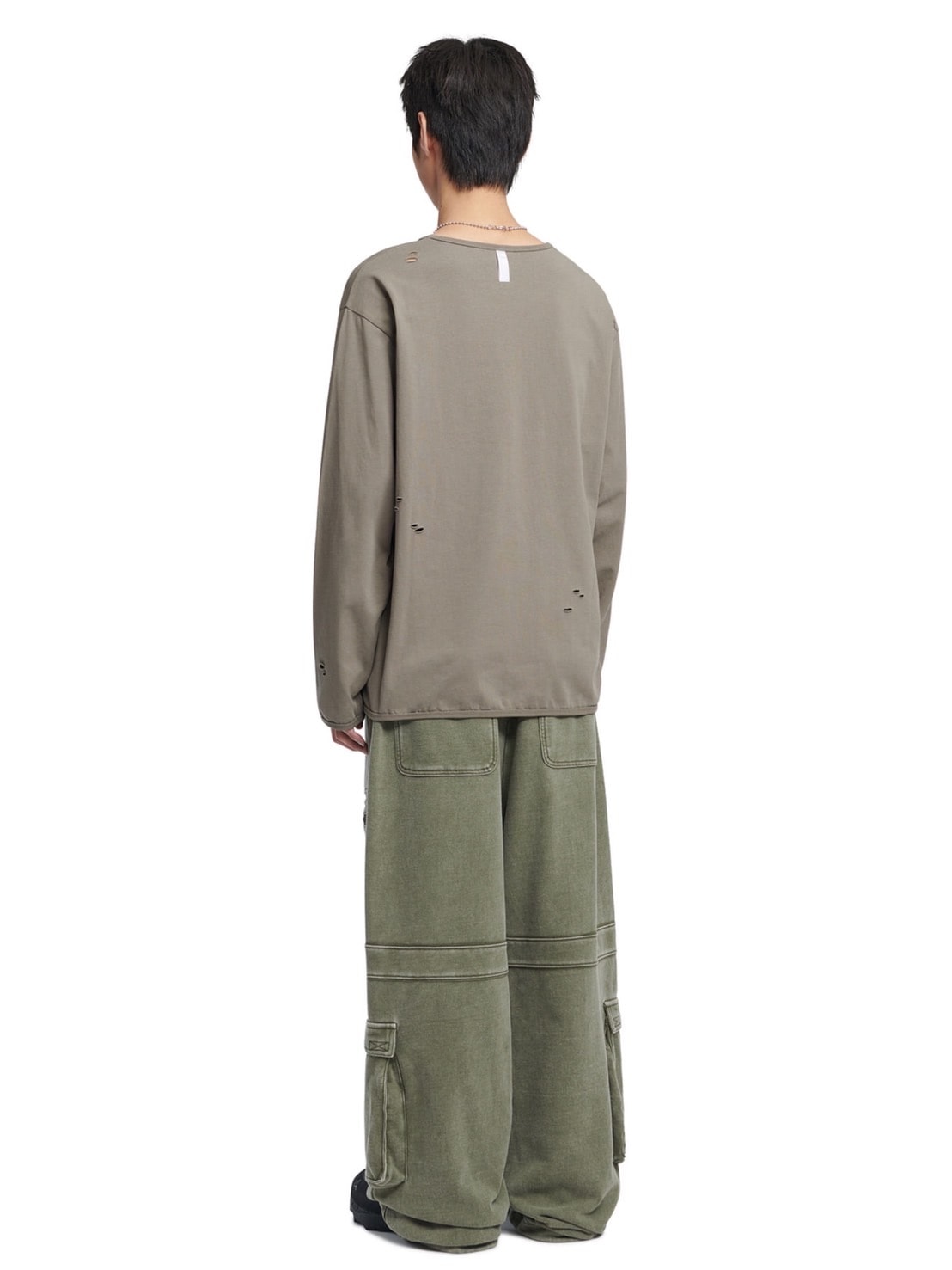 【NOMANUAL】DAMAGED LONG SLEEVE TEE