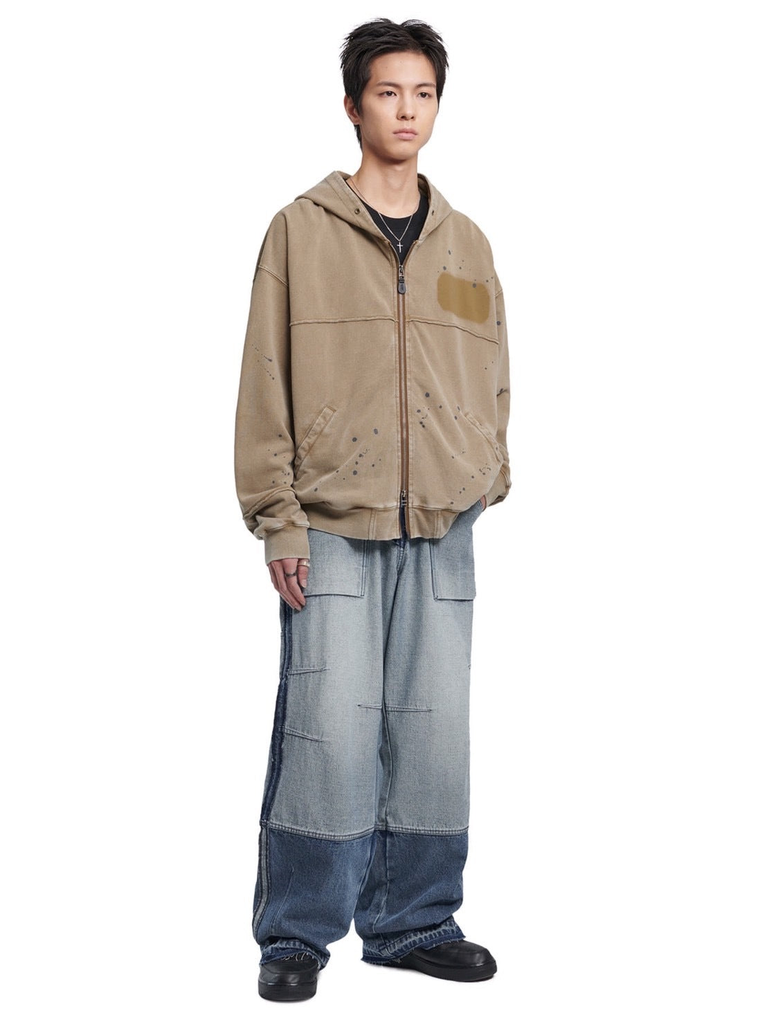 【NOMANUAL】DETACHED PATCH HOODED ZIP-UP