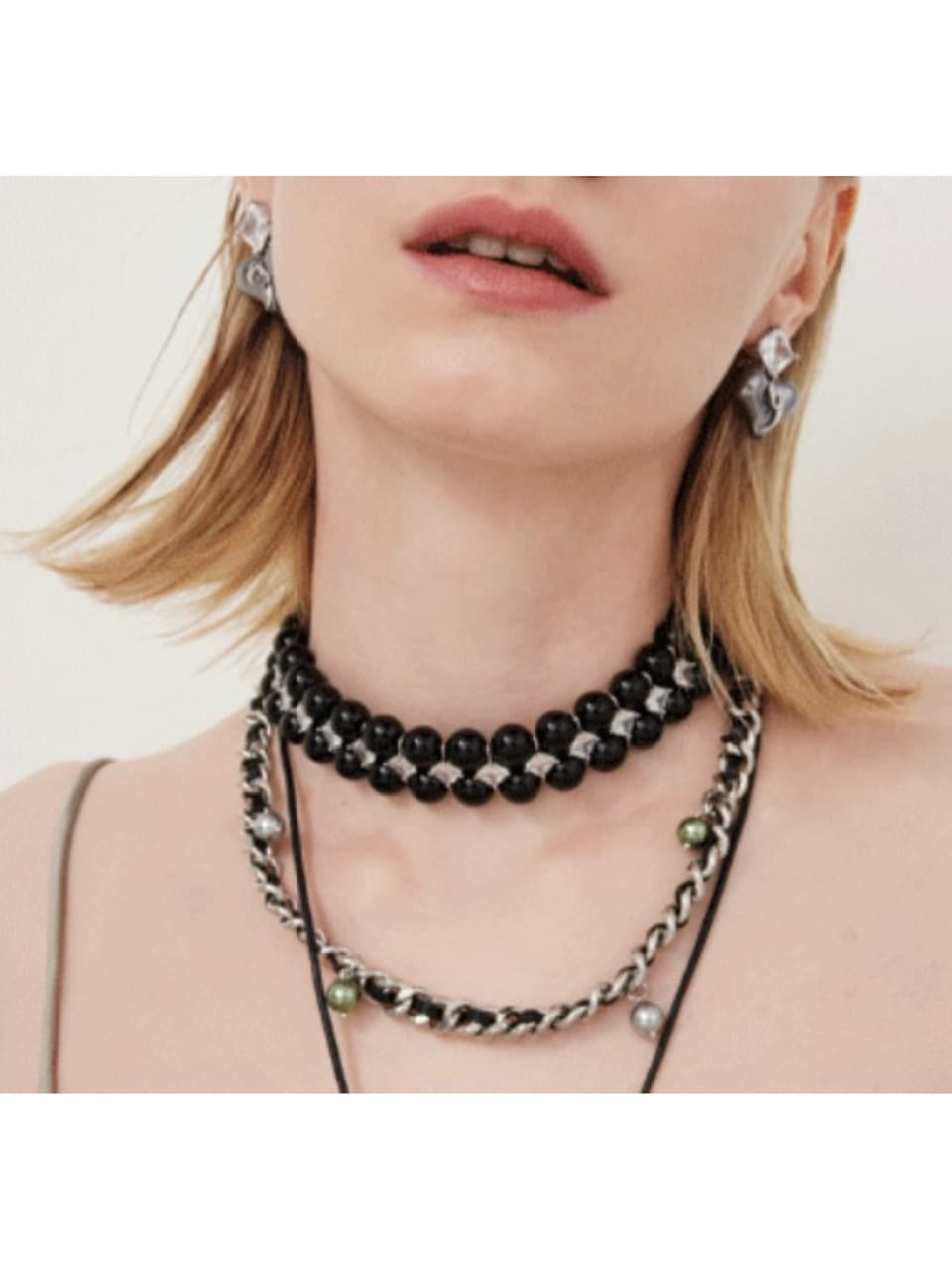 【PEG LEG】Pearl Stone Bridge Choker
