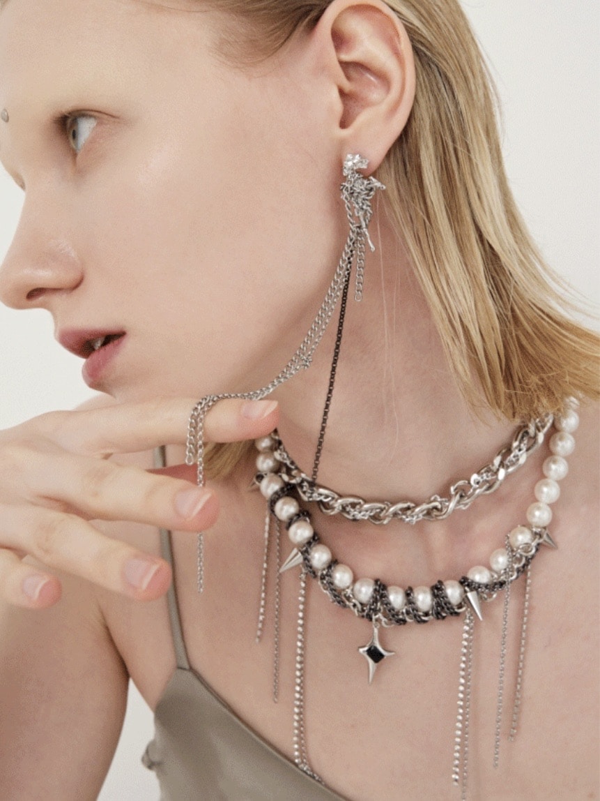 【PEG LEG】drop long chain earring