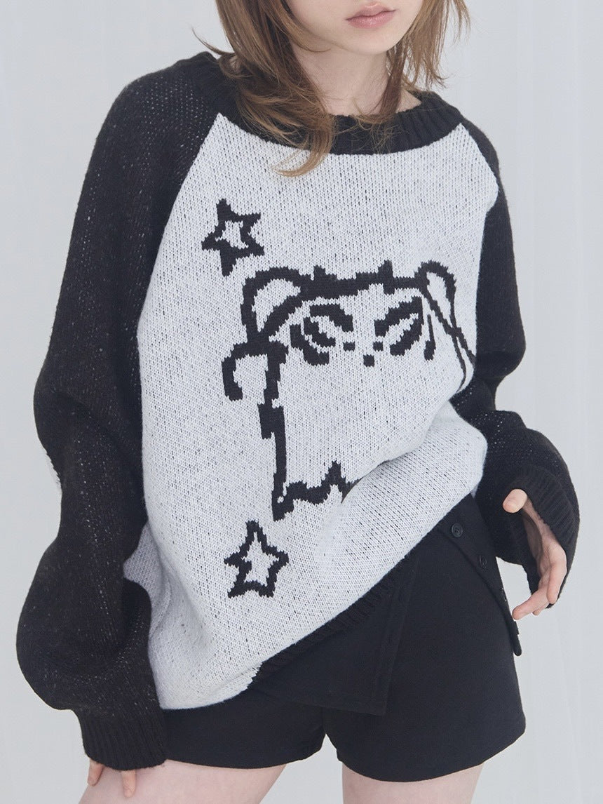 【FANCY X DUSTY】OVERFIT COLOR BLOCK PULLOVER KNIT / 【ファンシー X ダスティ】オーバーフィットカラーブロックプルオーバーニット