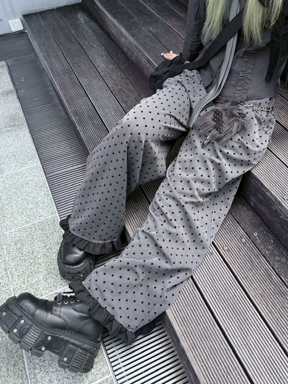 【nmtc +】dot frill pants / 【エヌエムティーシープラス】ドットフリルパンツ (2color)