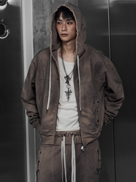 【Rosen Kreuz】EYELET EDGE Set-Up ZIP-UP HOODIE