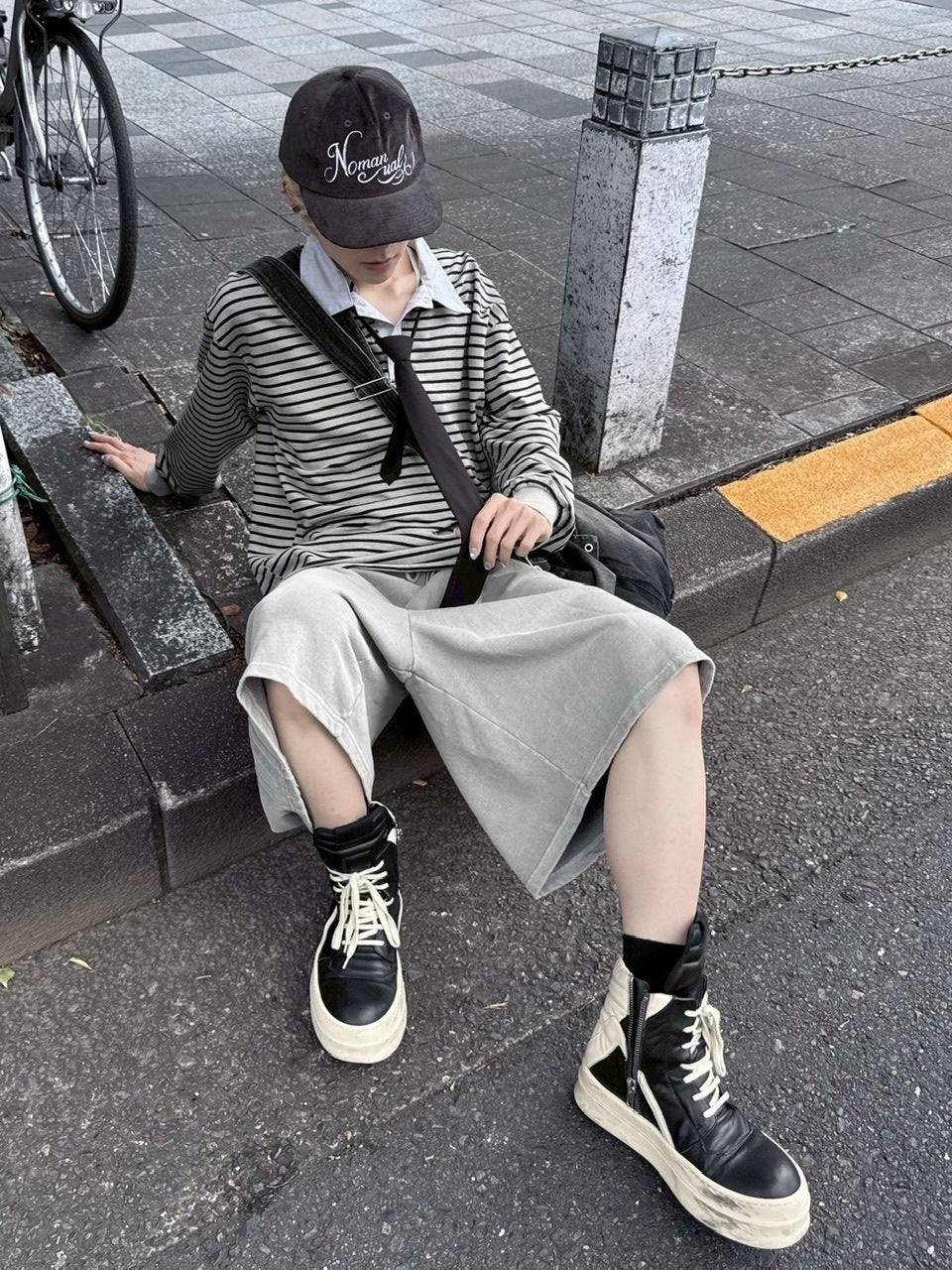 受注制【nmtc +】border long sleeve / 【エヌエムティーシープラス】襟付きボーダー長袖Tシャツ (2color)