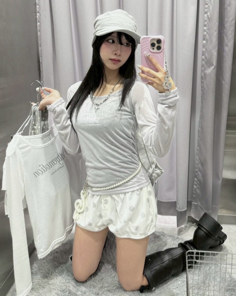受注制【nmtc +】sheer logo long sleeve / 【エヌエムティーシープラス】シアーロゴ長袖Tシャツ (3color)