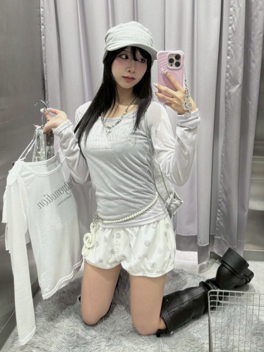 受注制【nmtc +】sheer logo long sleeve / 【エヌエムティーシープラス】シアーロゴ長袖Tシャツ (3color)