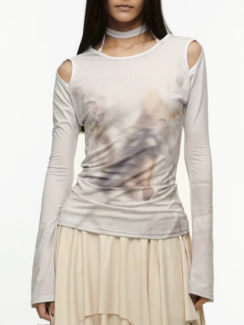 【NACHE】CUT-OUT SLIM FIT LONG SLEEVE