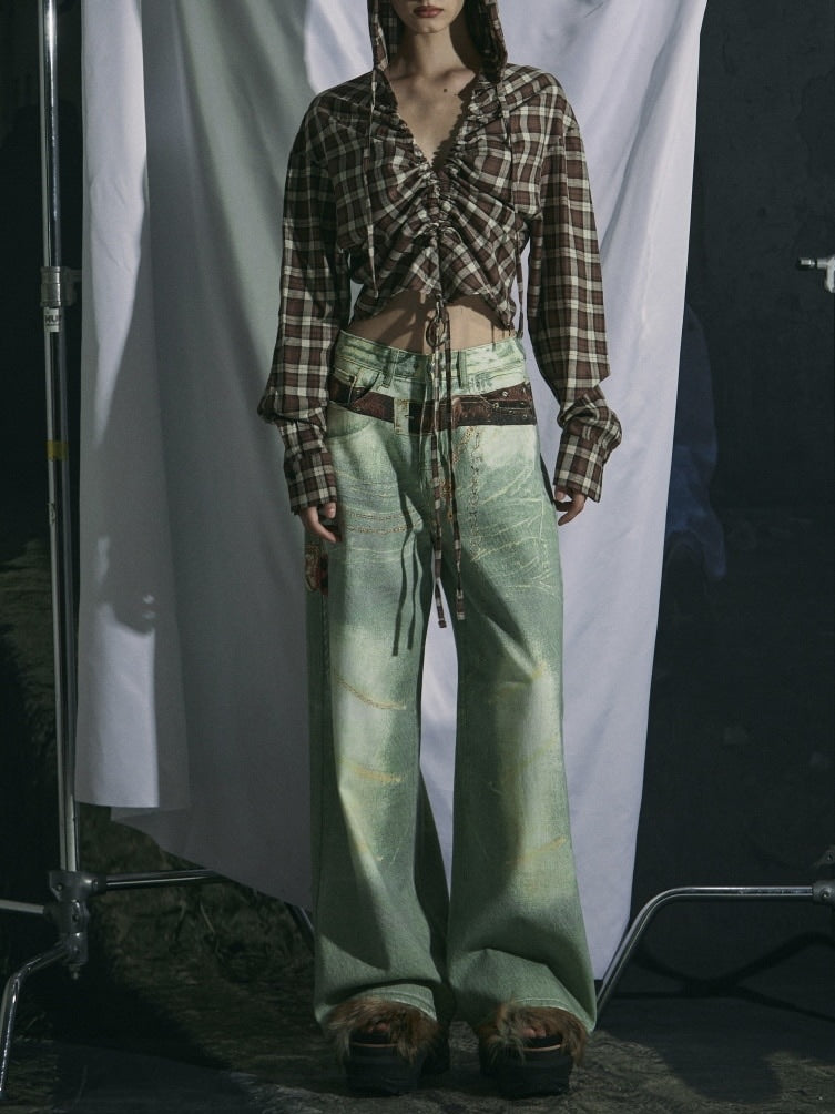 【GATELESS】VINTAGE PRINT BUGGY DENIM PANTS / 【ゲートレス】ビンテージプリントバギーデニムパンツ