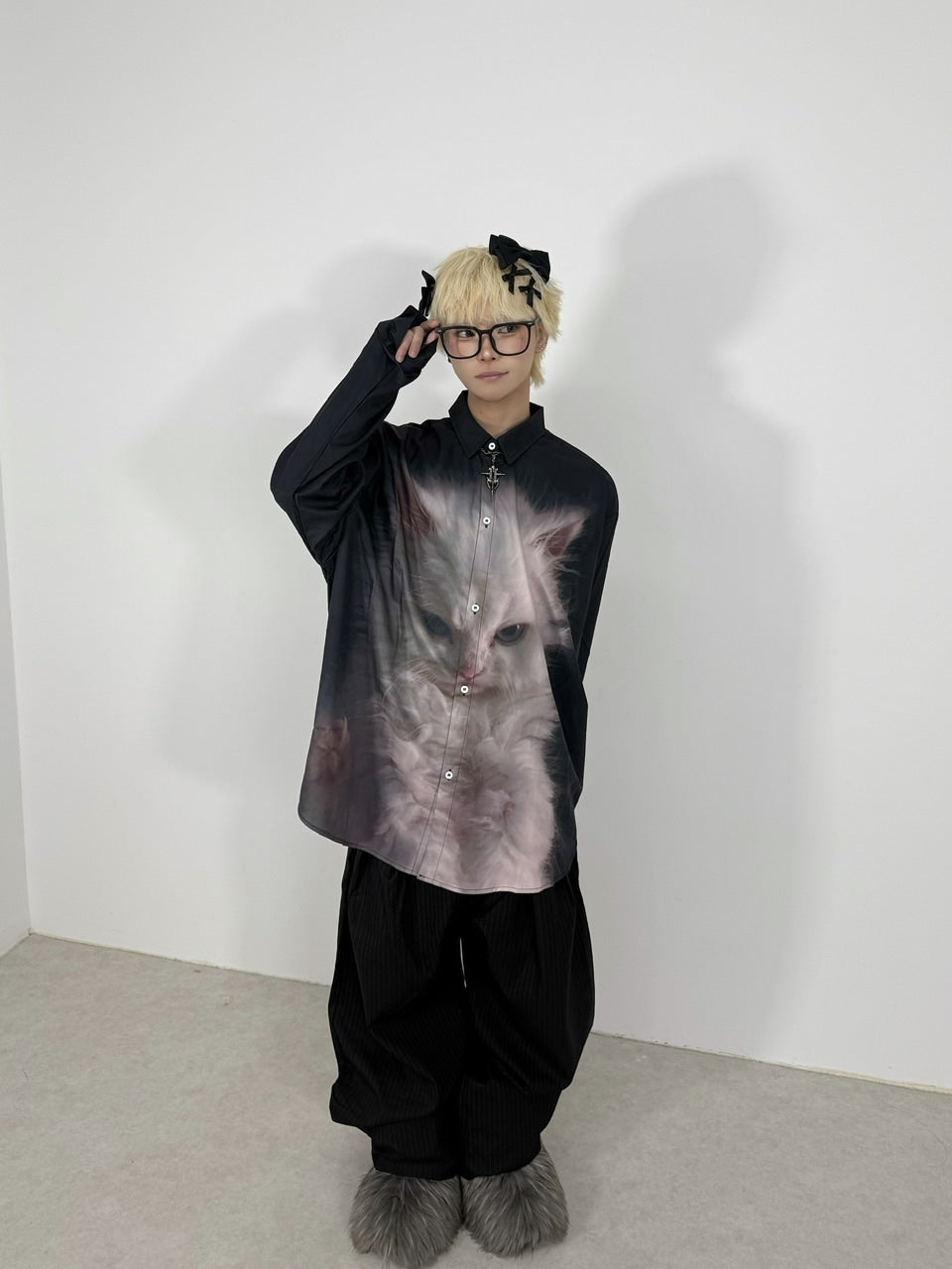 国際配送【Nerd out XU】ugly cat long sleeve shirt