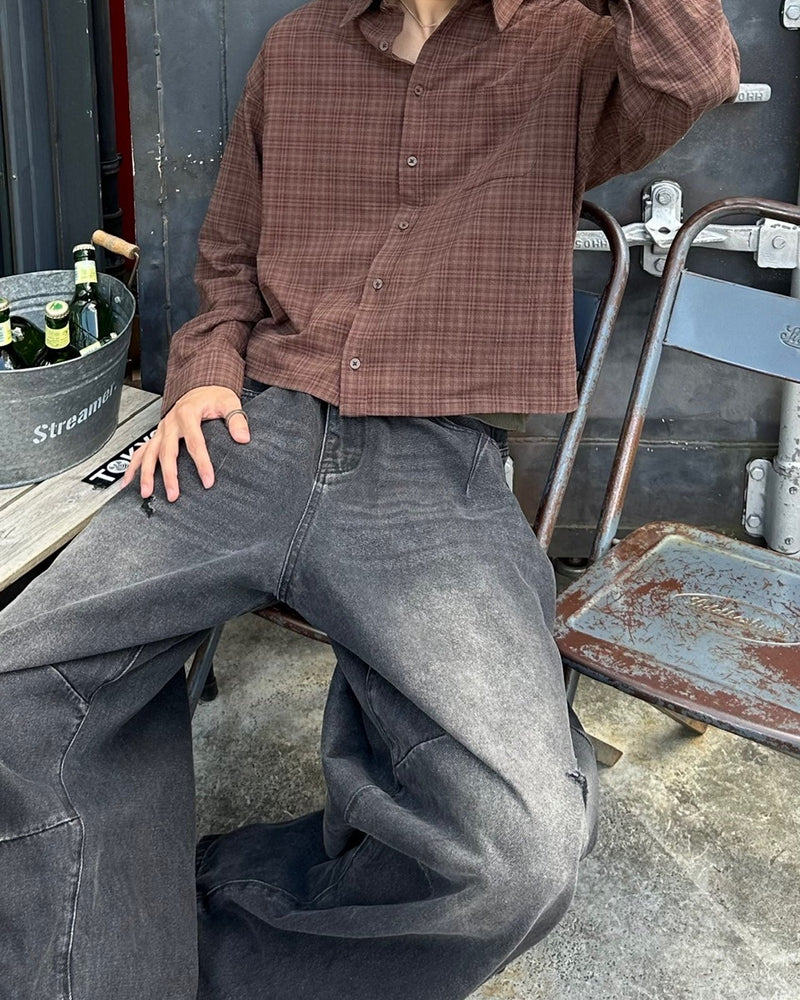 大阪店WEB限定受注制【Chikashitsu +】urban cropped check shirt / 【チカシツプラス】アーバンクロップドチェックシャツ (3color)