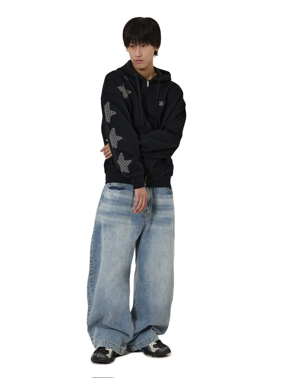 【OY】STAR CHECK HOODIE ZIP UP