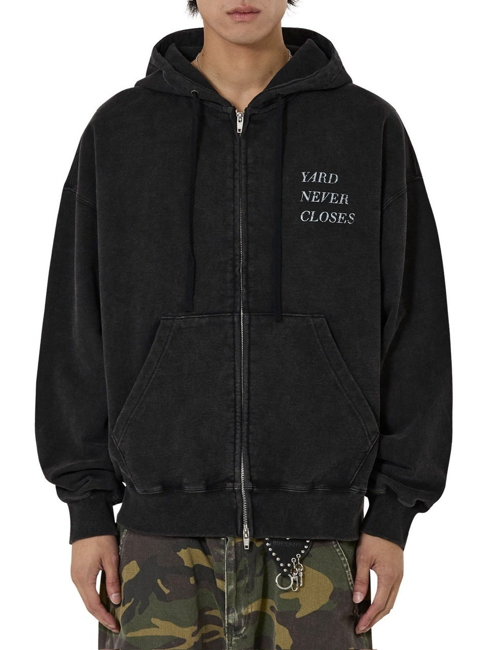 【OY】VINTAGE FADE WASHED HOODIE ZIP UP