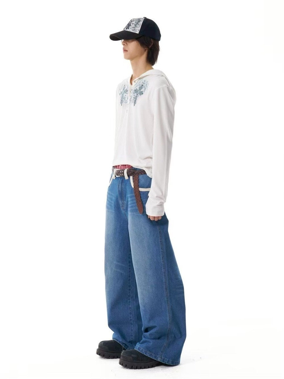 【AAKAM】Studded CROS2 Hooded Long Sleeve