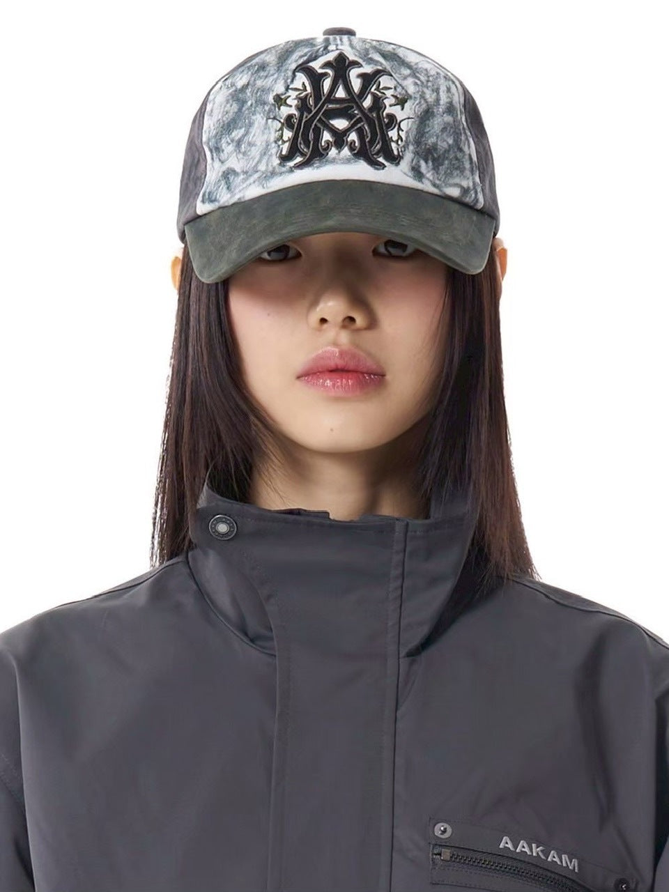 【AAKAM】Contrast Washed Cotton Ball Cap