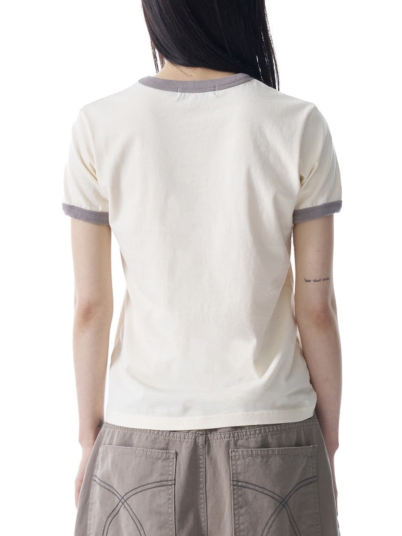 【AAKAM】Logo Patch Ringer Top