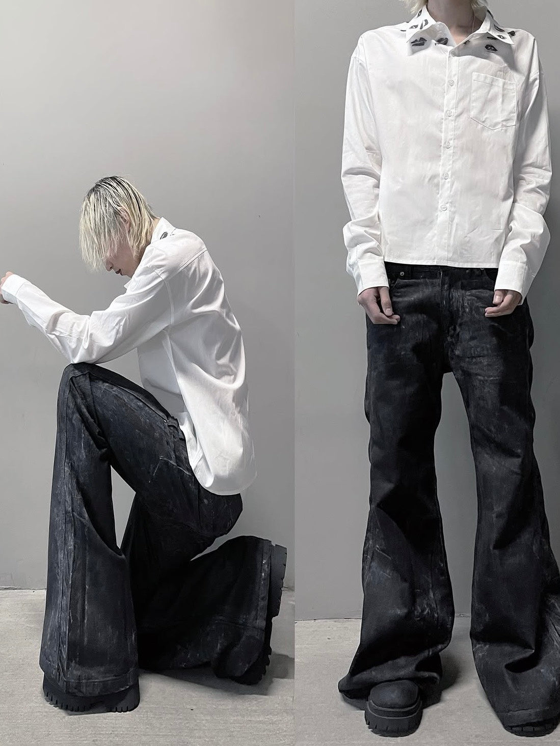 【haveyoudiedbefore?】Deadfall Waxed Denim Pants / 【ハブユーダイドビフォー】ブラックコーティングフレアパンツ