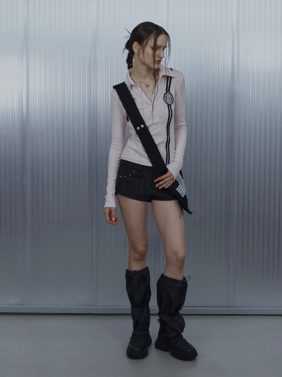 【SETUP‐EXE】WAFFEN LINE COLLAR TEE / 【セットアップエグゼ】ワッフェンラインカラー長袖シャツ