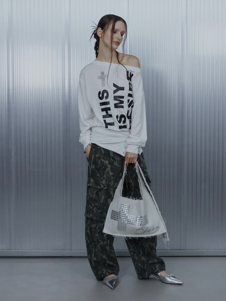 【SETUP‐EXE】BOLD LETTERING LOOSE TOP / 【セットアップエグゼ】ボールドレタリングルーズ長袖Ｔシャツ