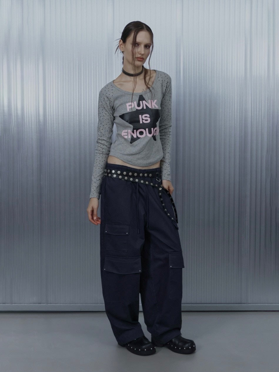 【SETUP‐EXE】STAR SLEEVE PUNK TOP / 【セットアップエグゼ】スタースリーブパンク長袖Ｔシャツ