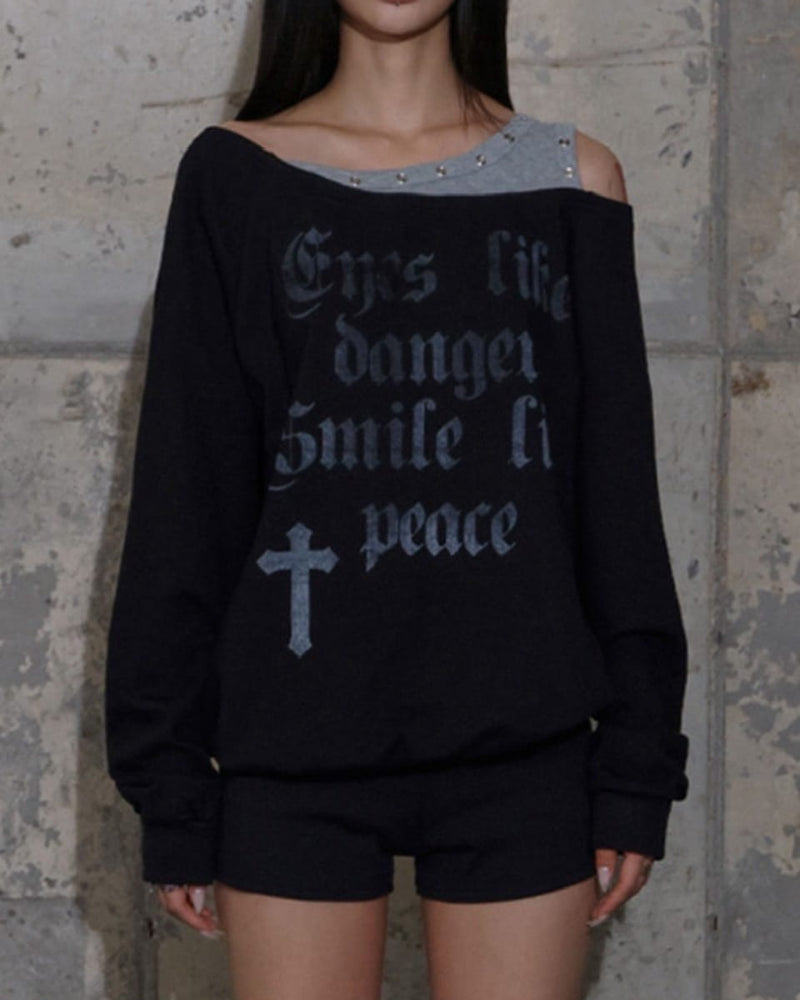 【FANCY CLUB】ROSARY NOIRER SWEATSHIRT / 【ファンシークラブ】ロザリーノイアースウェット長袖Ｔシャツ