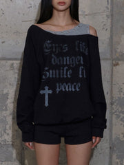 【FANCY CLUB】ROSARY NOIRER SWEATSHIRT / 【ファンシークラブ】ロザリーノイアースウェット長袖Ｔシャツ