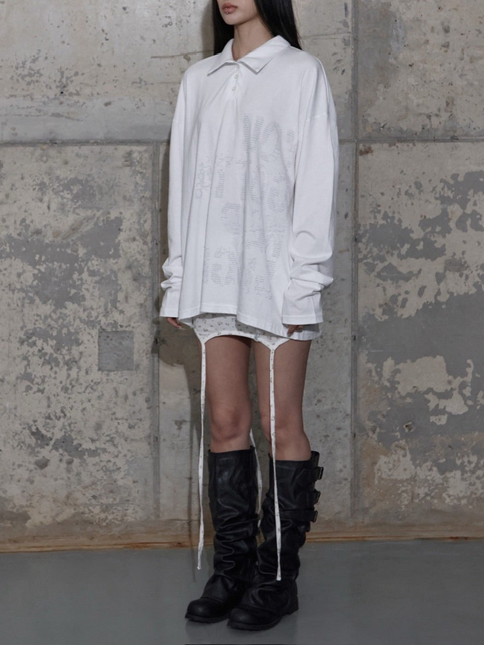 【FANCY CLUB】BACK CROSS OVER FIT COLLAR TEE / 【ファンシークラブ】バッククロスオーバーフィットカラー長袖Ｔシャツ