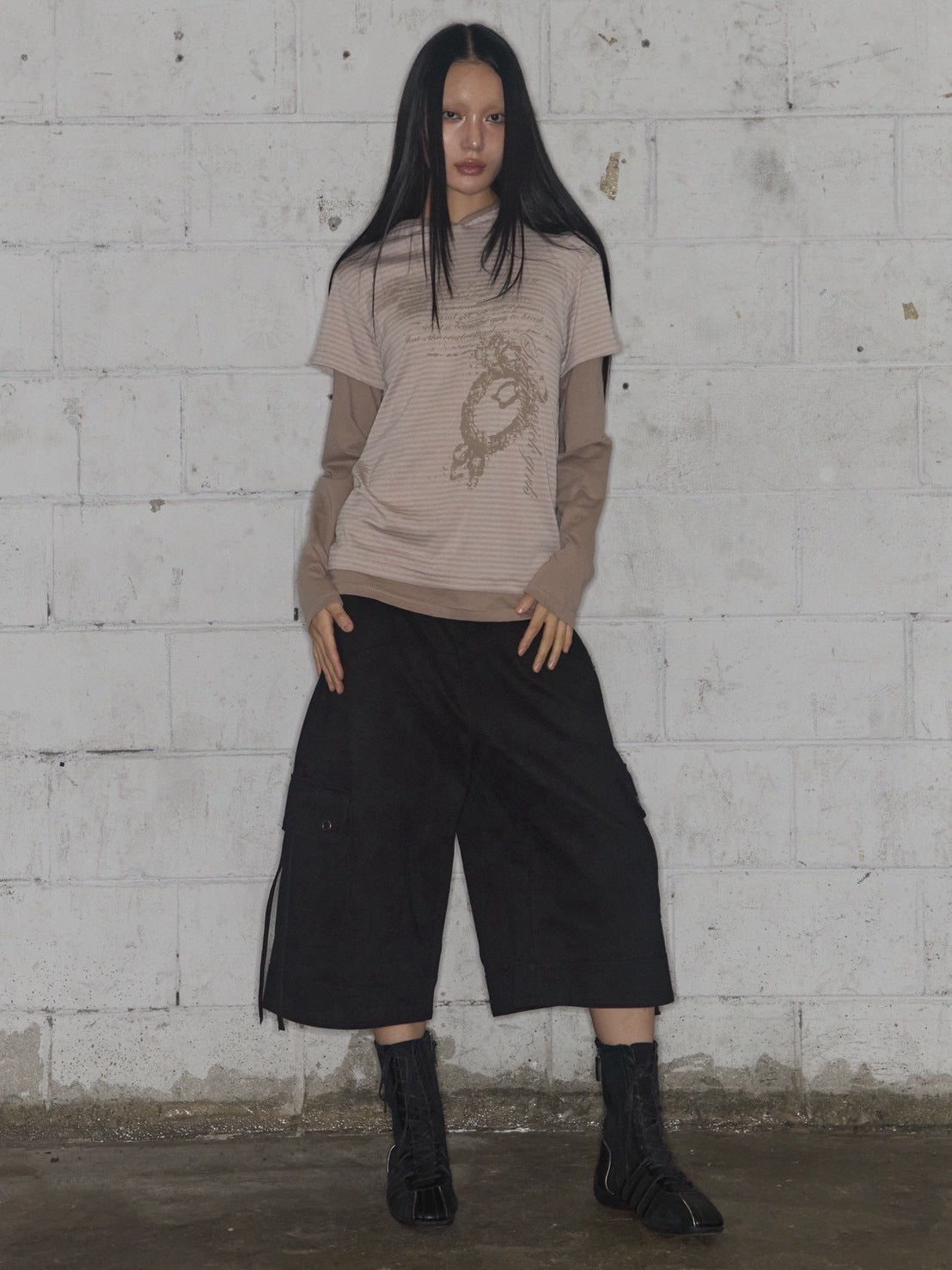 【FANCY CLUB】STRIPE LAYERED HOODIE / 【ファンシークラブ】ストライプレイヤードフーディー