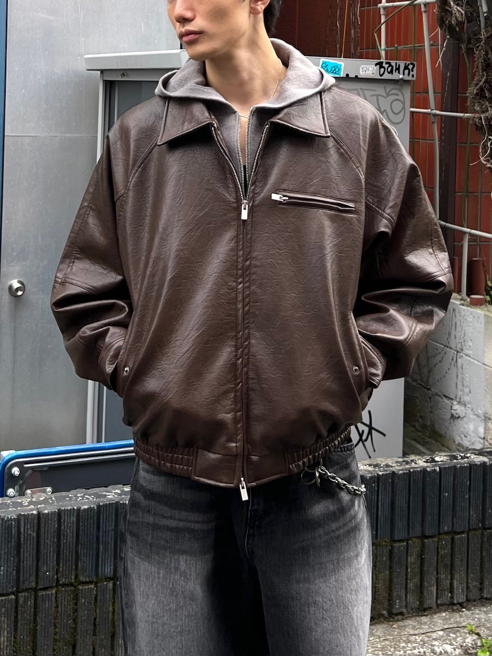 受注制【Chikashitsu +】bomber synthetic material jacket / 【チカシツプラス】ボンバーシンセティックマテリアルジャケット (2color)