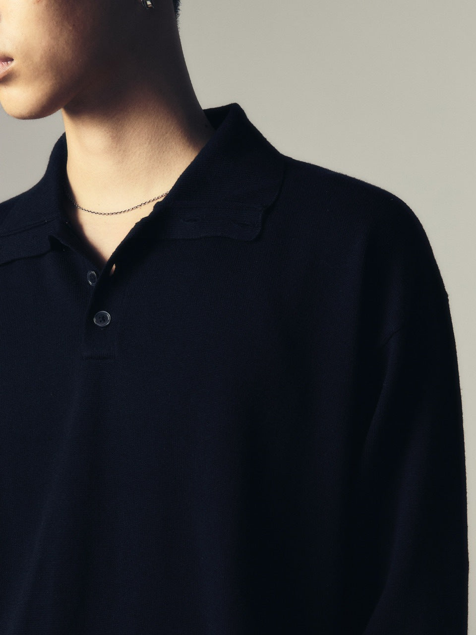 【CS】wool touch knit polo (black) / 【シーエス】ウールタッチニットポロ