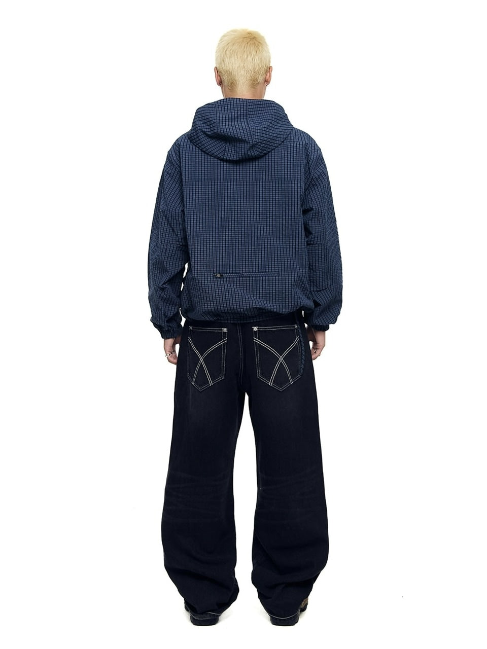 【AAKAM】Check Pattern Hooded Jacket