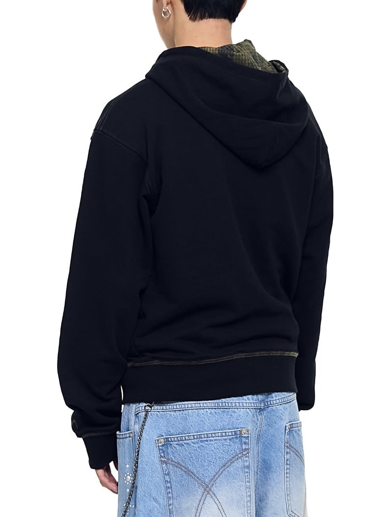 【AAKAM】Contrast Patch Zip-Up Hoodie