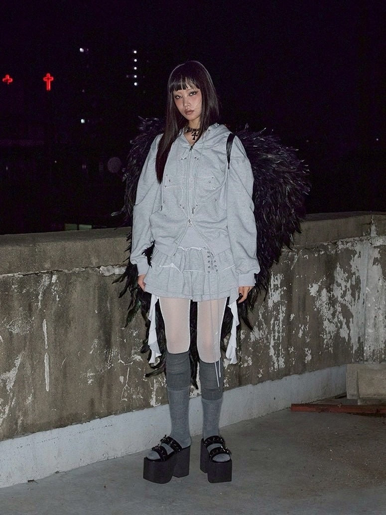 【NOT KNOWING】Gothic Cross Hood Zip Up / 【ノットノーイング】ゴシッククロスフードパーカー