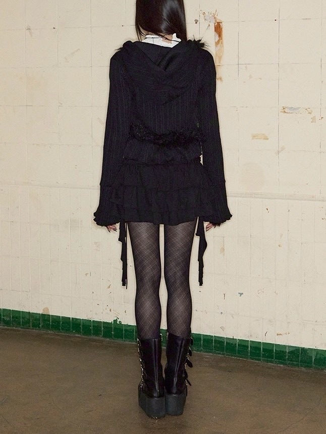 【NOT KNOWING】Hairy Fur Hood Cardigan / 【ノットノーイング】ヘアリーファーフードカーディガン