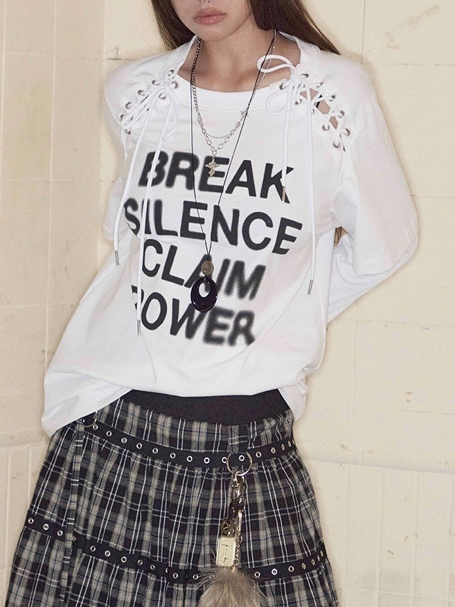 【NOT KNOWING】Lace-Up Layered Top / 【ノットノーイング】レースアップレイヤード長袖Ｔシャツ