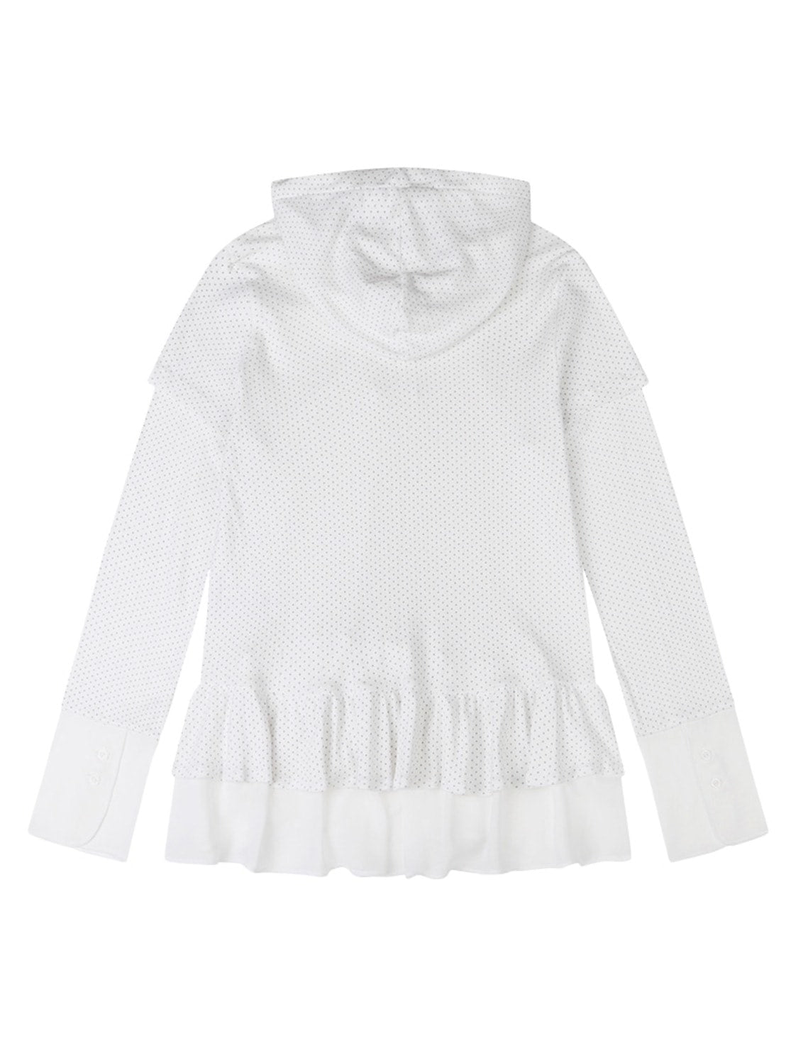 【TUOMIO】FRILL CHIFFON HOODIE / 【トゥオミオ】フリルシフォンフードパーカー