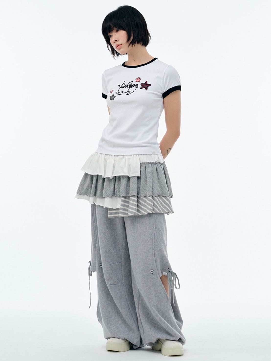 【TUOMIO】DOUBLE LAYERED SWEATPANTS / 【トゥオミオ】ダブルレイヤードスウェットパンツ